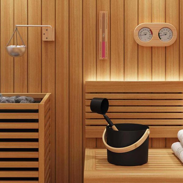 vidaXL Sauna Accessory Set 5 pcs Black Aluminium and Solid Pine Wood