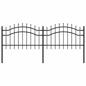 vidaXL Garden Fence with Spear Top Black 240x75 cm Powder-coated Steel
