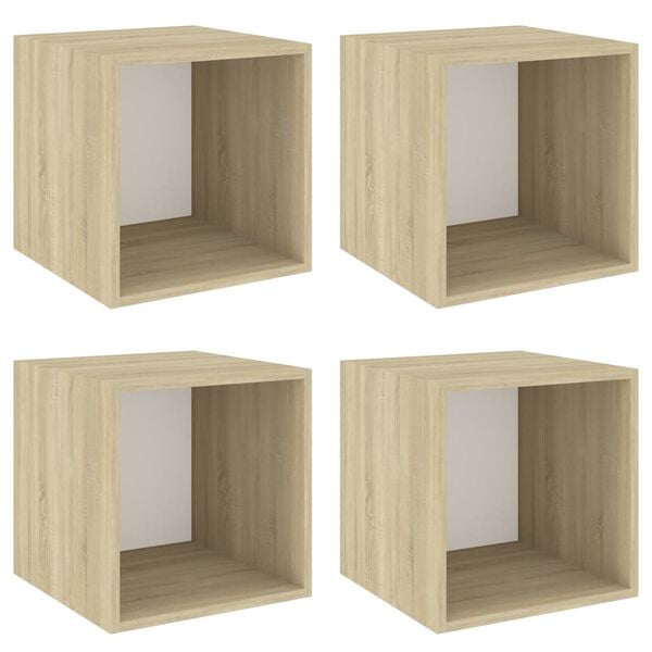 vidaXL Wall Cabinets 4 pcs White and Sonoma Oak 37x37x37 cm Engineered Wood