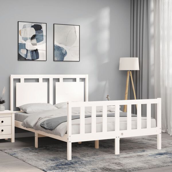 vidaXL Bed Frame without Mattress White 140x200 cm Solid Wood Pine