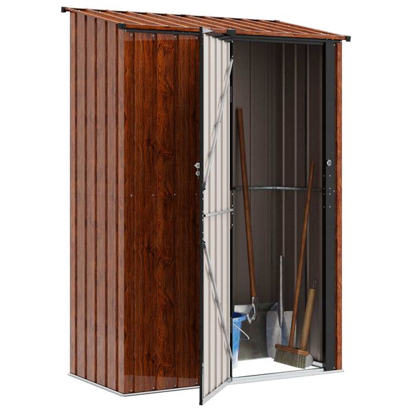 vidaXL Garden Sheds Brown 140.5 x 74 x 200 cm Metal