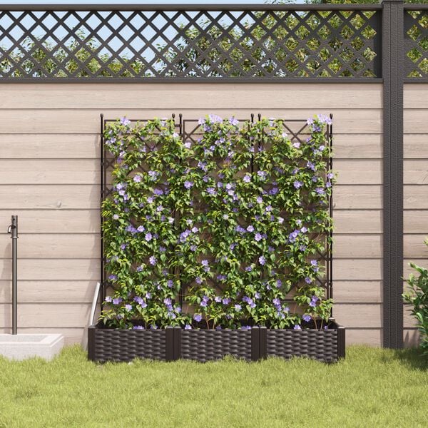 vidaXL Garden Planter 3 pcs Brown 120 x 40 x 125.5 cm Steel