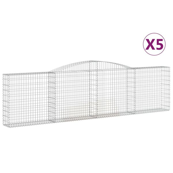 vidaXL Arched Gabion Baskets 5 pcs 400x30x100/120 cm Galvanised Iron