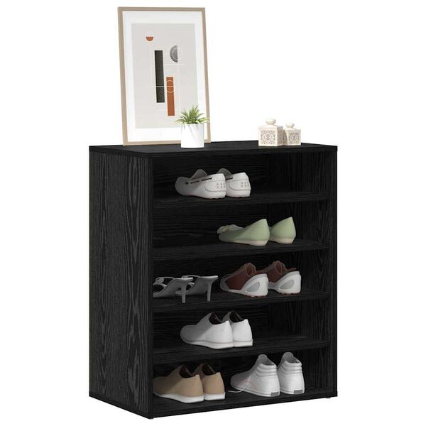 vidaXL Shoe Cabinet Black Oak 60 x 35 x 70 cm Engineered Wood