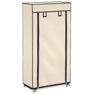 vidaXL Shoe Cabinet with Cover Cream 58x28x106 cm Fabric