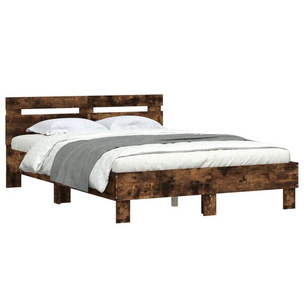 vidaXL Bed Frame without Mattress Smoked Oak 135x190 cm Double