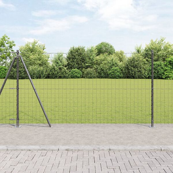 vidaXL Fence with Post Grey 1.2 x 10 m Steel