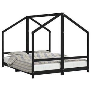 vidaXL Kids Bed Frame Black 2x(80x200) cm Solid Wood Pine