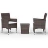 vidaXL 3 Piece Garden Bistro Set Poly Rattan and Tempered Glass Brown