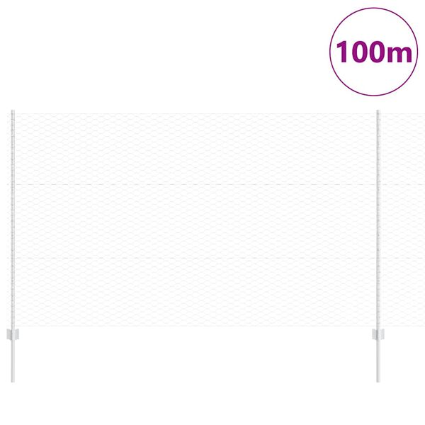 vidaXL Fence with Post Silver 1.4 x 100 m Steel