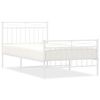 vidaXL Metal Bed Frame without Mattress with Footboard White 100x190cm