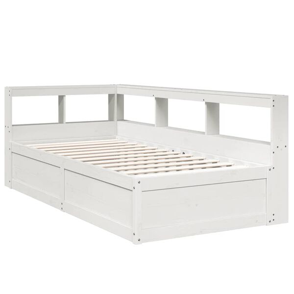 vidaXL Bookcase Bed without Mattress White 75x190cm Solid Wood Pine