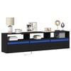 vidaXL TV Wall Cabinet with LED Black 180x31x45 cm