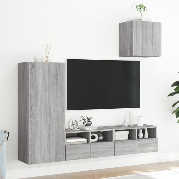 vidaXL 4 Piece TV Wall Units Grey Sonoma Engineered Wood