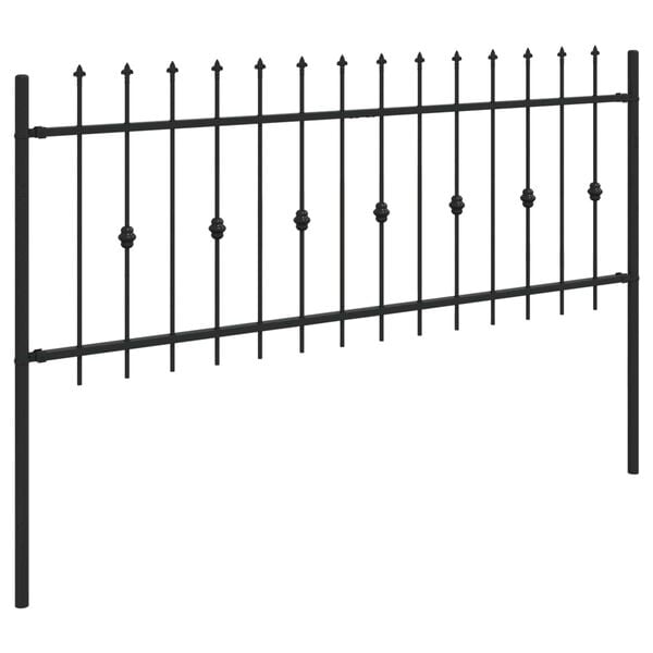 vidaXL Spike Fence Black 200 x 130 cm Powder-Coated Steel