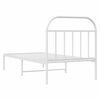 vidaXL Metal Bed Frame without Mattress with Headboard White 90x190cm