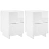 vidaXL Bedside Cabinet 2 pcs High Gloss White 33.5 x 34.5 x 50 cm