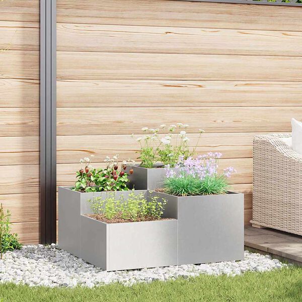 vidaXL Garden Planter Silver 80 x 80 x 48 cm Stainless steel