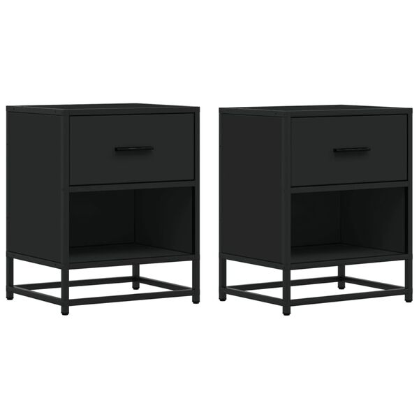vidaXL Bedside Cabinets 2 pcs Black 40x31x50 cm Engineered Wood
