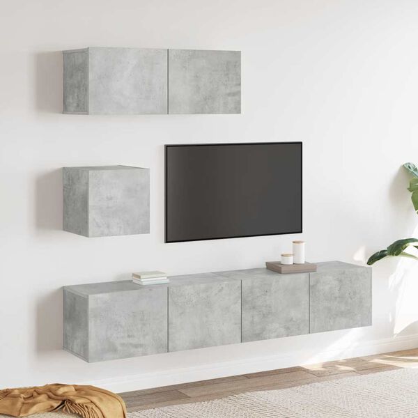 vidaXL 4 Piece TV Cabinet Set Concrete Grey Engineered Wood