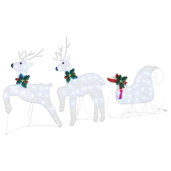 vidaXL LED Reindeers 3 pcs Cold White Fabric
