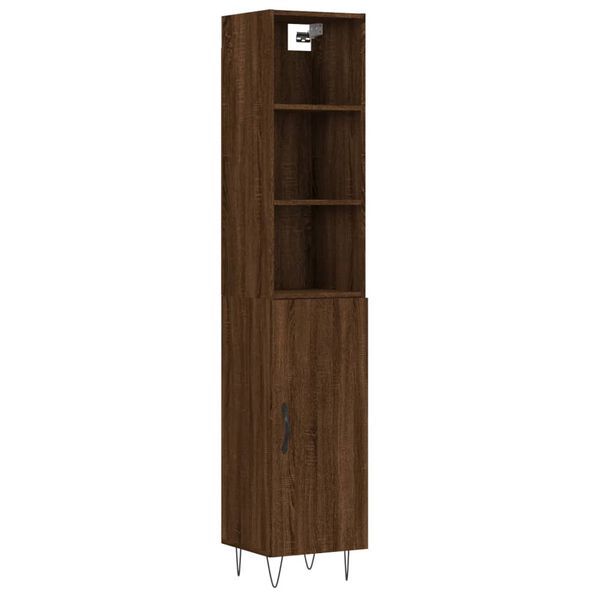 vidaXL Highboard Brown Oak 34.5x34x180 cm Engineered Wood
