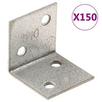 vidaXL Angle Brackets 150 pcs 2 mm 30x25x30 mm Galvanised Steel