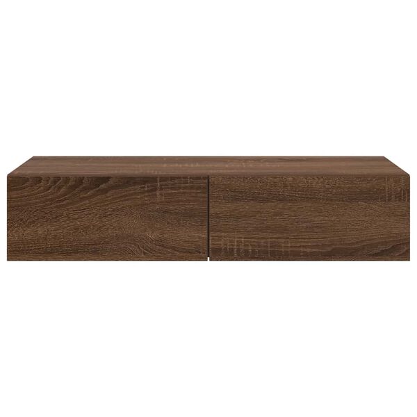vidaXL Wall Shelf with Drawers Brown Oak 80x33x17 cm Engineered Wood