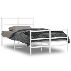 vidaXL Metal Bed Frame without Mattress with Footboard White 120x190cm
