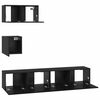 vidaXL TV Cabinet Set Wall-mounted 4 pcs Black Oak Engineered Wood