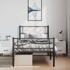 vidaXL Metal Bed Frame without Mattress with Footboard Black 100x200cm