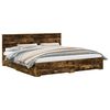 vidaXL Bed Frame with Drawer Smoked Oak 200 x 200 cm Engineered Wood