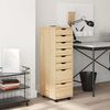 vidaXL Rolling Cabinet with Drawers MOSS Clear Varnish Solid Pine wood