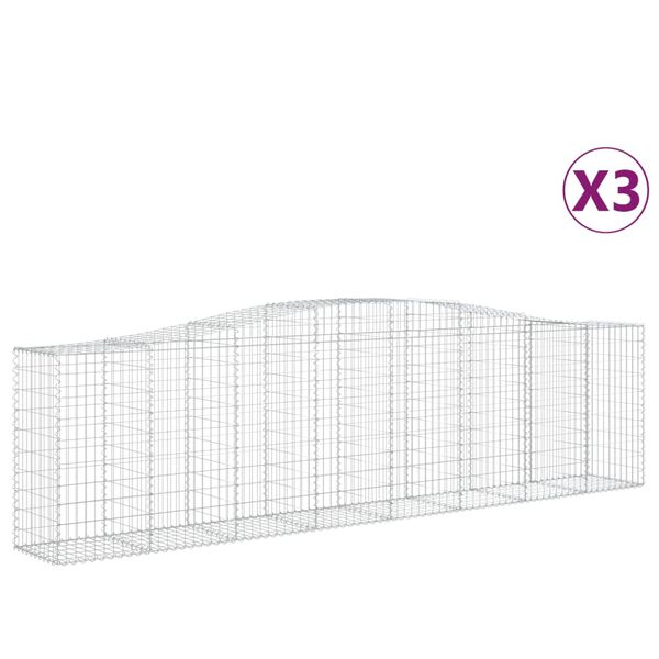 vidaXL Arched Gabion Baskets 3 pcs 400x50x100/120 cm Galvanised Iron