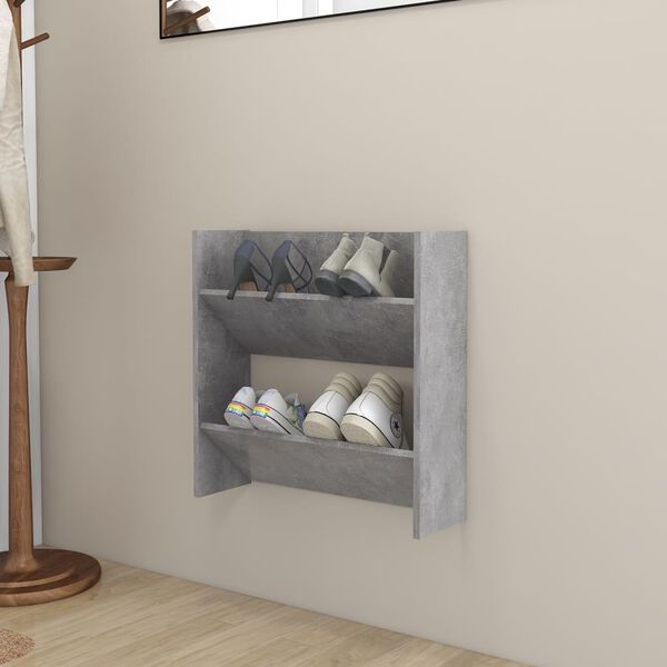 vidaXL Wall Shoe Cabinet Concrete Grey 60x18x60 cm Engineered Wood