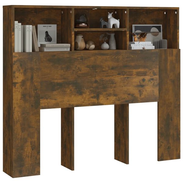 vidaXL Headboard Cabinet Smoked Oak 120x19x103.5 cm