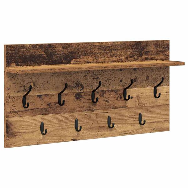 vidaXL Wall-Mounted Coat Rack Old Wood 80 x 40 x 12 cm Engineered wood