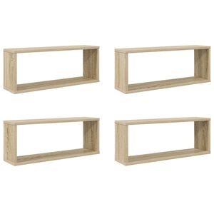 vidaXL Wall Cube Shelf 4 pcs Sonoma Oak 60x15x23 cm Engineered Wood