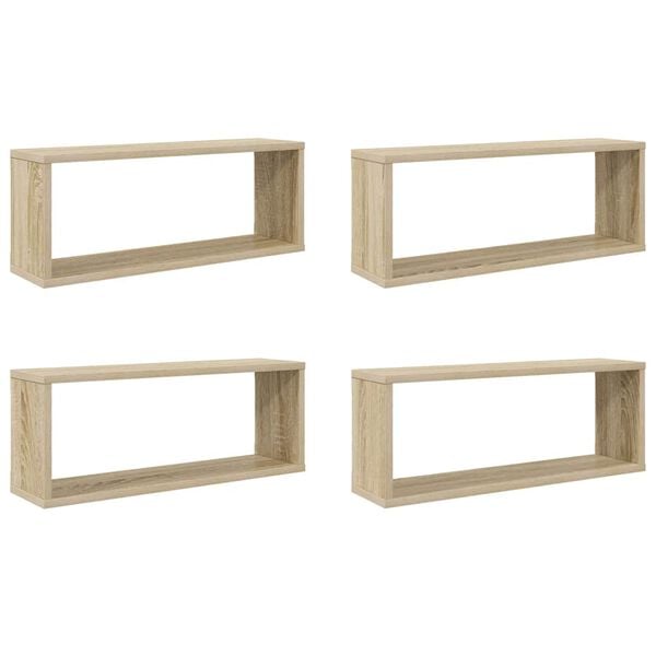 vidaXL Wall Cube Shelf 4 pcs Sonoma Oak 60x15x23 cm Engineered Wood