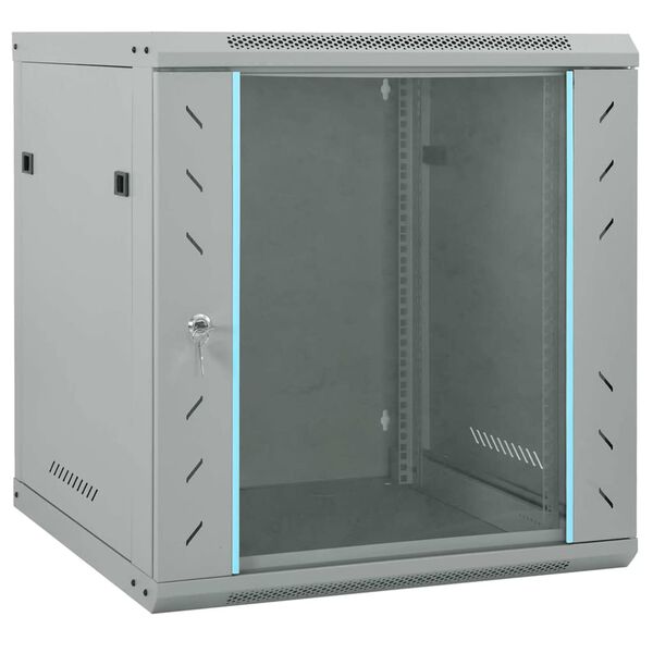 vidaXL Network Cabinet with Storage Grey 60 x 60 x 65 cm Steel