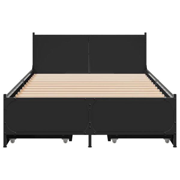 vidaXL Bed Frame with Drawers without Mattress Black 90x200 cm