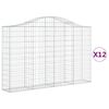 vidaXL Arched Gabion Baskets 12 pcs 200x30x120/140 cm Galvanised Iron