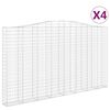 vidaXL Arched Gabion Baskets 4 pcs 400x30x220/240 cm Galvanised Iron
