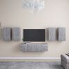 vidaXL 6 Piece TV Cabinet Set Concrete Grey Engineered Wood