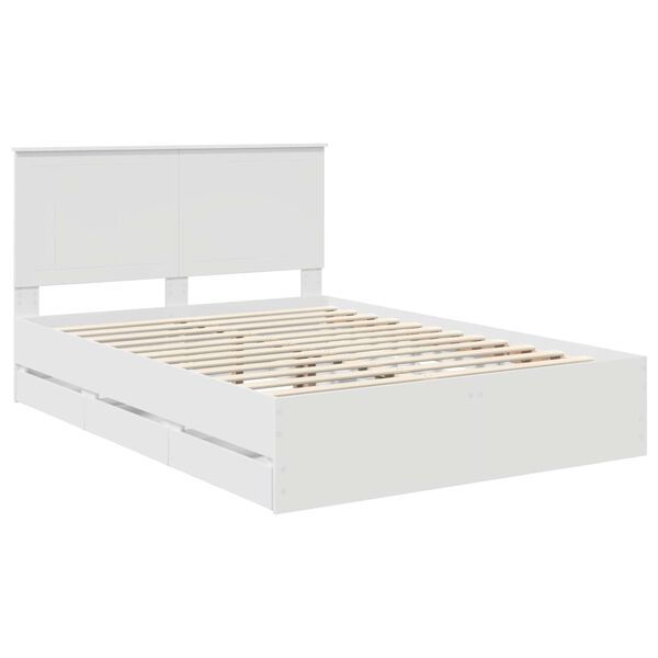 vidaXL Bed Frame with Drawer White 140 x 200 cm Engineer Wood