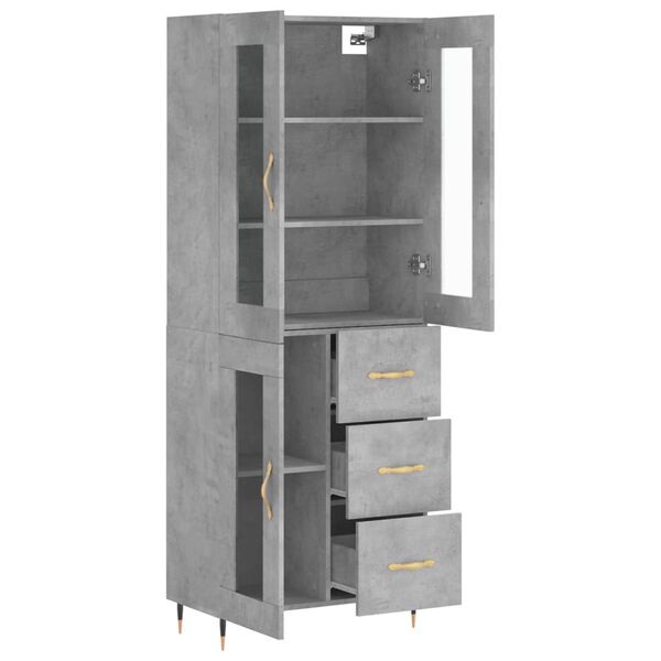 vidaXL Highboard Concrete Grey 69.5x34x180 cm Engineered Wood