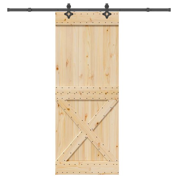 vidaXL Sliding Door with Hardware Set 90x210 cm Solid Wood Pine