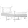 vidaXL Metal Bed Frame without Mattress with Footboard White 90x200cm
