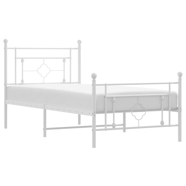 vidaXL Metal Bed Frame without Mattress with Footboard White 90x200cm