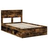 vidaXL Bed Frame with Storage Smoked Oak 120 x 190 cm Solid Pine Wood